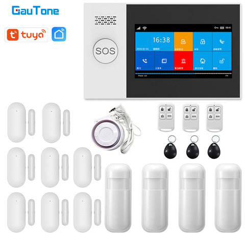 GauTone-sistema de alarma de seguridad PG107, 4,3 pulgadas, Wifi/GSM, para el hogar, compatible con aplicación Tuya, llamada, SMS, mando a distancia ► Foto 1/6