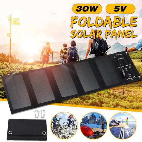 Panel Solar USB plegable para exteriores, cargador de batería móvil portátil de 30W ► Foto 1/6