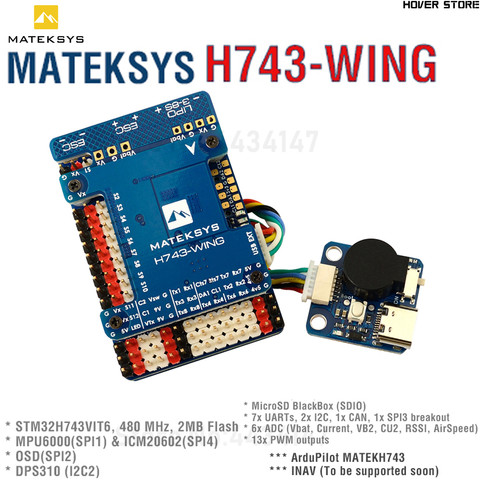 Matek H743-WING FC MPU6000 y ICM20602 F722 ala actualización INAV controlador de vuelo para RC avión estilo FPV de ala fija Drones ► Foto 1/6