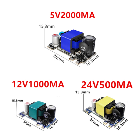 AC-DC 5V 2000mA 12V 1000mA 24V 500mA 10W precisión convertidor reductor AC 220V a 5V-24V DC transformador de módulo de fuente de alimentación ► Foto 1/4