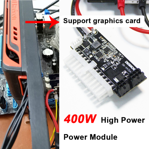 Fuente de alimentación de alta potencia para ITX MATX case, módulo de alimentación de Pico DC-ATX PSU de 400W, 12V, compatible con tarjeta gráfica ► Foto 1/6