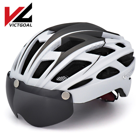 VICTGOAL Mountain Casco de Bicicleta de carretera luz MTB casco de bicicleta para hombres mujeres integralmente moldeado casco de ciclismo a prueba de viento con gafas ► Foto 1/6