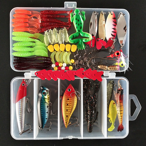 Conjunto de Señuelos de Pesca, pececillo flotante, Crankbait, Wobblers, señuelo Artificial blando, caja de aparejos, productos para pesca en invierno, 2022 ► Foto 1/6