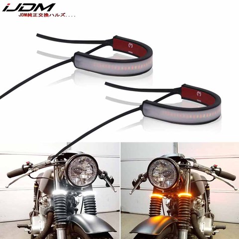 IJDM abrigo tenedor/Rollbar montaje blanco LED de conducción DRL y ámbar luz LED de intermitente tiras para bici de la motocicleta ATV UTV etc ► Foto 1/6