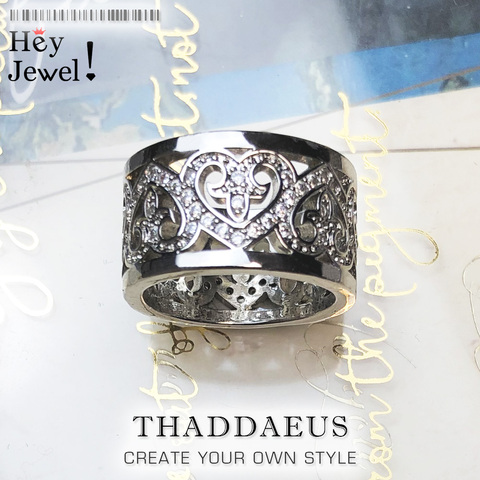 Anillo de banda de corazones arabescos, estilo europeo Glam joyería buena de moda para mujer, 2022 nuevo regalo en plata de ley 925, Super Deals ► Foto 1/6