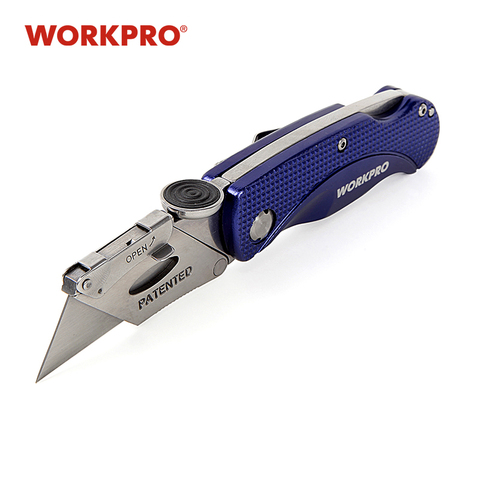 WORKPRO-cuchillo de bolsillo Cuchillo plegable de acero inoxidable herramienta de acampada al aire libre, 10 cuchillas incluidas ► Foto 1/5