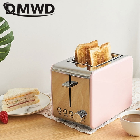 DMWD-tostadora automática de 750W para el hogar, máquina para hornear pan de 2 rebanadas, máquina para el desayuno, sandwichera, rebanadora de pan, azul, 220V ► Foto 1/4