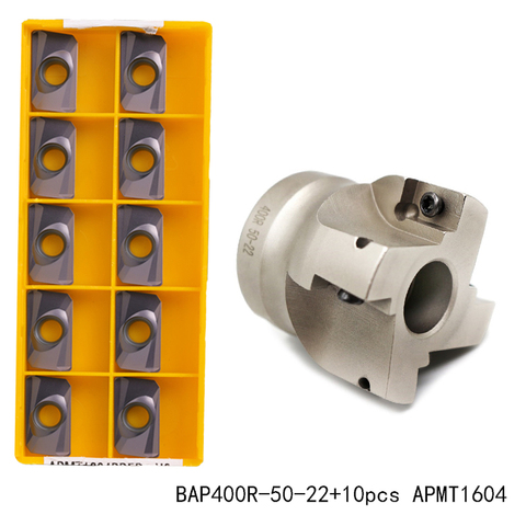 BAP400R-cortador de fresa frontal, herramientas de fresado de 4 flauta con 10 Uds., insertos APMT1604 de alta calidad, 50, 22 y 50mm, 1 ud. ► Foto 1/4