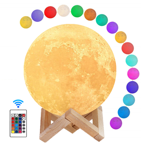 Lámpara de globo de Luna con impresión en 3D, lámpara de Luna brillante en 3D con soporte, lámpara de Luna con luz de noche para decoración de dormitorio en casa niños ► Foto 1/6