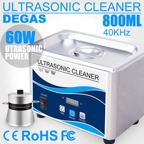 Limpiador ultrasónico Digital, desgas de 800ml y 60w, calentador de temporizador de bañera inoxidable, arandela de ultrasonido ajustable para el hogar, herramientas dentales ► Foto 1/5