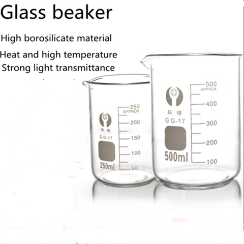 Vaso de cristal de baja forma para medir, capacidad de 10ml-100ml, vaso de vidrio de borosilicato, artículos de papelería para aprendizaje químico, suministros de laboratorio ► Foto 1/6