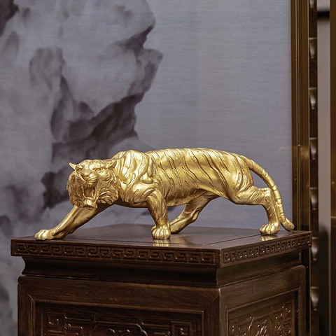 40CM casa grande empresa tienda talismán traer dinero patrimonial buena suerte oro éxito tigre negocios arte decoración FENG SHUI estatua ► Foto 1/1