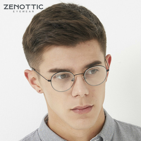 ZENOTTIC-Gafas de montura de gafas redondas para hombre y mujer, lentes ópticas metálicas, ultralivianas, para Miopía ► Foto 1/1