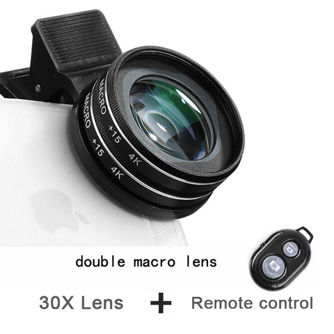 Lente Macro 4K HD de 37MM y 15X para fotografía profesional, lente de cámara de teléfono para pestañas, Joyería de diamantes, lente Macro 30X para teléfono inteligente ► Foto 1/6