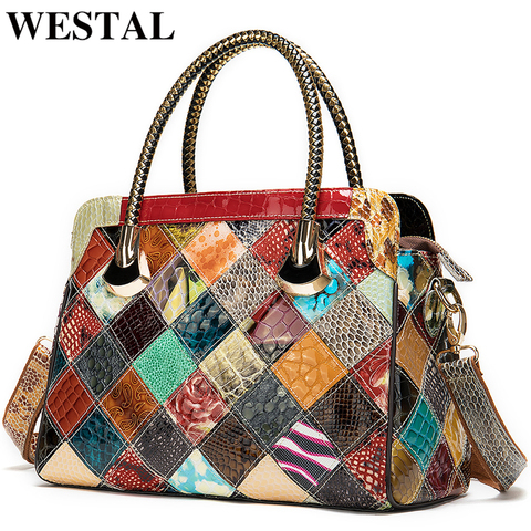 WESTAL-Bolsos de piel auténtica para mujer, carteras de lujo de cuero, de diseñador, con asa superior, tipo mensajero ► Foto 1/6