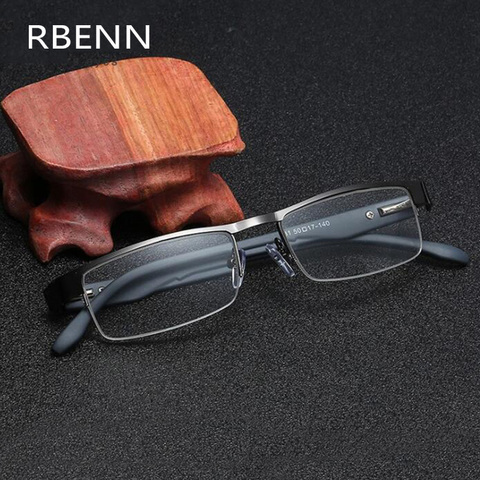 RBENN-gafas de lectura de Estilo Vintage para hombre, anteojos masculinos para leer, de medio marco de Metal, para presbicia + 1,25 1,75 2,75 3,75 5,0 6,0 ► Foto 1/6