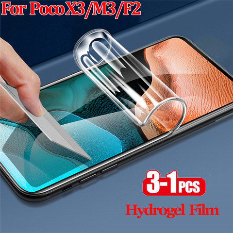 1-3 uds poco x3 m3 cristal templado para Pocophone f2 pro Poco X3 NFC Protector de pantalla funda completa película protectora de teléfono Xiaomi Poko Little X3 poco f2 pro m3 x 3 cristal ► Foto 1/6