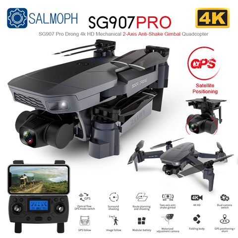 ZWN-Dron SG907 PRO/ SG901 GPS con cámara de cardán de 2 ejes 4K HD 5G Wifi gran angular FPV flujo óptico RC Quadcopter Dron vs SG906 ► Foto 1/6