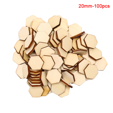100 unids/lote forma Hexagonal de madera DIY láser Corte adornos para manualidades decoración adornos boda ► Foto 1/6