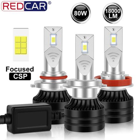 2 uds 18000LM 80W H4 H7 bombillas Led de faro delantero de coche lámpara de H1 H3 H11 9005 HB3 9006 HB4 Canbus Auto 6500K 12V luz de la cabeza de estilo ► Foto 1/6