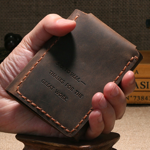 The Secret Life-cartera Vintage de cuero genuino para hombre, billetera de piel auténtica, hecha a mano, para dinero ► Foto 1/6