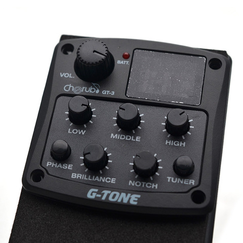 Querubín G-tono GT-3 4-banda Ecualizador para guitarra acústica preamplificador sistema pastilla Piezo ecualizador sintonizador cromático fase efecto guitarra accesorio ► Foto 1/5