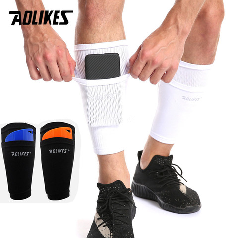 Aolike-Calcetines protectores de fútbol con bolsillo, espinilleras de fútbol, Mangas de pierna, soporte de espinillera, para adultos y niños ► Foto 1/6