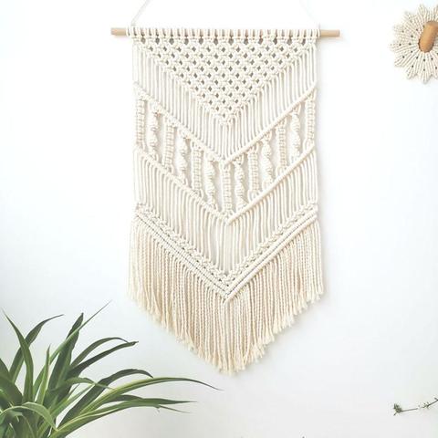 Colgante de pared de macramé bohemio para decoración del hogar, tapiz geométrico para habitación, arte nórdico, hermoso regalo para apartamento y habitación ► Foto 1/6