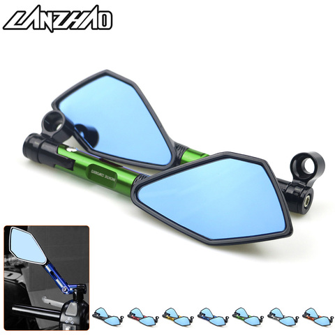 Espejos retrovisores de aluminio CNC para motocicleta, accesorio para Kawasaki Z900 Z900RS Z800 Z1000, de cristal azul, verde, negro, dorado, rojo y naranja ► Foto 1/6