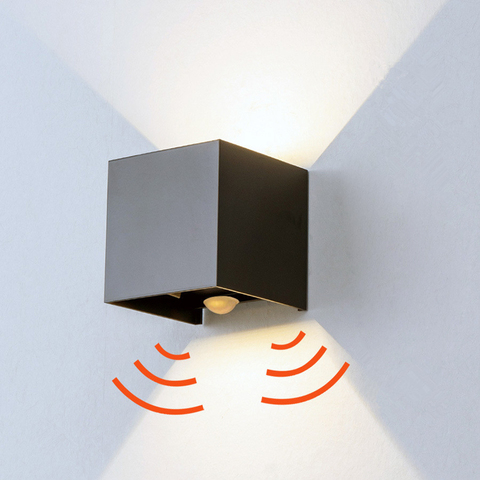 Luz LED de pared con Sensor de movimiento de Radar para interiores y exteriores lámpara de pared cuadrada de aluminio con ángulo ajustable para dormitorio y sala de estar porche ► Foto 1/6