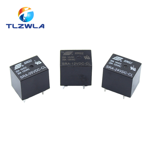 100 Uds 5V 12V 24V 20A relé de potencia cc SRA-05VDC-CL SRA-12VDC-CL SRA-24VDC-CL 5Pin Tipo PCB en stock negro relé de automóvil ► Foto 1/4