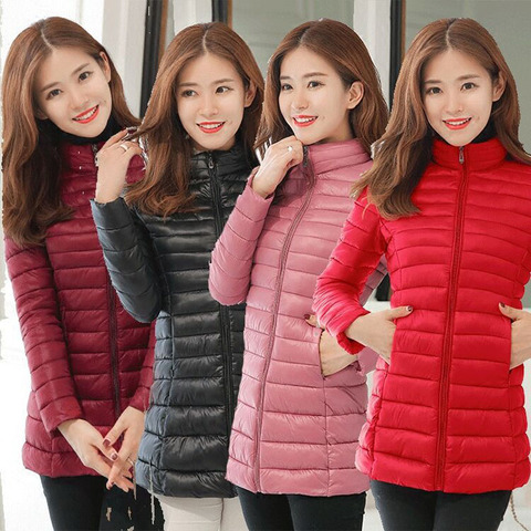 Chaqueta de invierno de talla grande para mujer, Parkas de algodón ajustadas de marca, Cremallera larga informal, Abrigo acolchado ► Foto 1/6