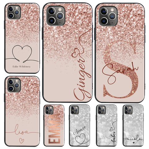 Funda con estampado de purpurina personalizado, para iPhone 12 mini 11 Pro Max XR X XS Max 6S 7 8 Plus SE 2022 ► Foto 1/6