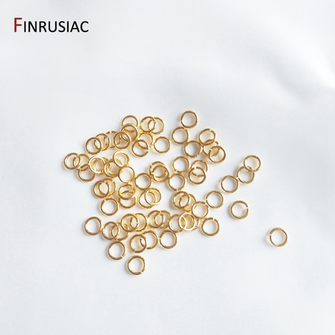 Unids/bolsa de 100 anillos abiertos de cobre chapado en oro real de 18k, para fabricación de joyería diy, anillo conector de joyería de 0,7x4mm, venta al por mayor ► Foto 1/6