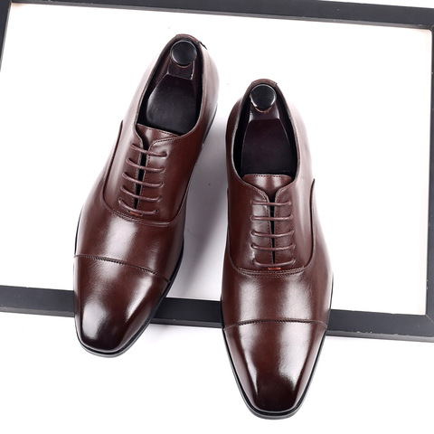 Zapatos de vestir para hombre, zapatos de cuero con punta cuadrada para caballeros, estilo de negocios a la moda, zapatos de hombre a la moda, novedad 2022 ► Foto 1/6