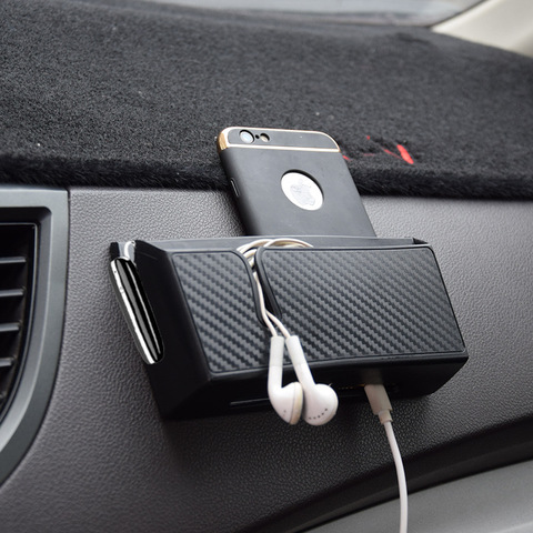 Caja de almacenamiento de coches de fibra de carbono de Tipo Adhesivo teléfono móvil soporte organizador para coche guardar orden caja de almacenamiento de estilo de coche ► Foto 1/6