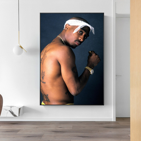 Tupac Shakur-cartel de estrella de rapero americano e impresiones, arte de música de Hip-Hop, imagen sobre lienzo, pintura de pared para decoración de sala de estar ► Foto 1/6