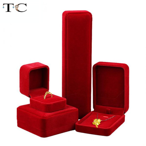 Regalos más nuevos caja de joyería de terciopelo rojo caja de anillo colgante de almacenamiento cajas de joyas organizador casos Cajas de Regalo para joyería ► Foto 1/5
