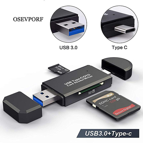 Lector de tarjetas 3 en 1 Universal, tipo C, microusb y USB a Microsd, TF, Adaptador USB OTG, memoria inteligente, lector de tarjetas Microsd para iPad y PC ► Foto 1/6