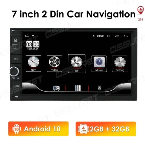 Radio con GPS para coche, reproductor Multimedia con Android 10, cuatro núcleos, Din, doble 2, Universal, sin reproductor de DVD, 2 GB, 32 GB, wifi, 4G ► Foto 1/6