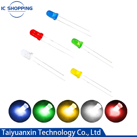Diodos de luz LED de 3mm, Kit surtido de Circuito rojo/Verde/amarillo/azul/blanco para proyecto de ciencia, experimento, componente DIY k, 100 Uds. ► Foto 1/4