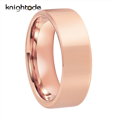 Anillo de boda de tungsteno de 8mm para hombre y mujer, sortija clásica de Color oro rosa y dorado, sortija de compromiso plana, pulido, grabado gratis ► Foto 1/6