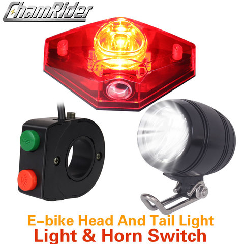 6 V-80 V 12 V 24 V 36 V 48 V 60 V 72 v Universal E- faro de bicicleta luz trasera cuerno de la luz delantera faro luz trasera Taillamp Bafang ► Foto 1/6