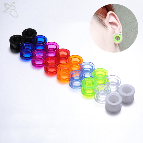 ZS-expansor de oreja de acrílico de 2-16MM, 1 par de expansores de oreja y túnel, color verde claro, negro, joyería para Piercing ► Foto 1/6