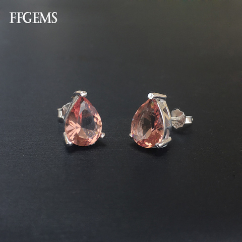 FFGems-pendientes de plata de ley 925 con piedra fina, joyería fina con cierre de tuerca, para mujeres ► Foto 1/6