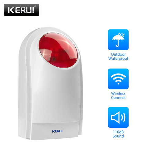 KERUI J008 inalámbrico exterior Flash LED luz estroboscópica trabajo de sirena para GSM PSTN sistema de alarma antirrobo de voz de seguridad para el hogar ► Foto 1/5