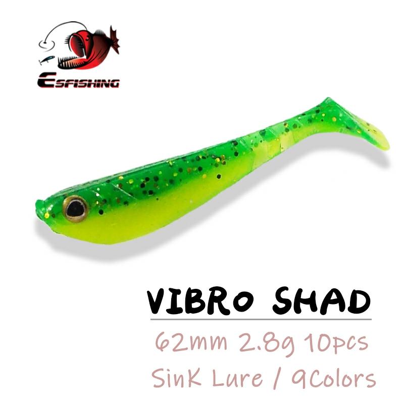 Pesca señuelo suave cebo Shad 10 piezas 6,2 cm/2,8G Vibro Shad 2,5 