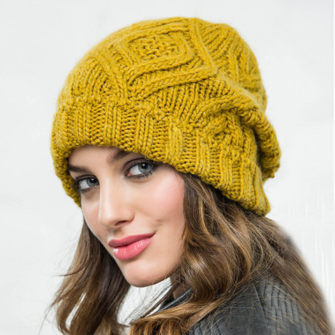 Invierno de las mujeres sombrero 2022 nuevo otoño hecho a mano mujer gorra de punto gorro para chica sombreros gorro de mujer grueso elástico sombreros ► Foto 1/6