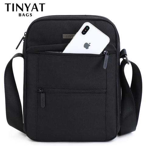 TINYTA-Bandolera cruzada impermeable negra con 9,7'' para hombre, bolso cruzado informal a prueba de agua, tipo mensajero ► Foto 1/6