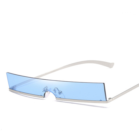 Gafas de sol rectangulares clásicas para mujer, anteojos de sol semisin montura, con montura de Metal a la moda, lentes coloridas, con UV400 ► Foto 1/5